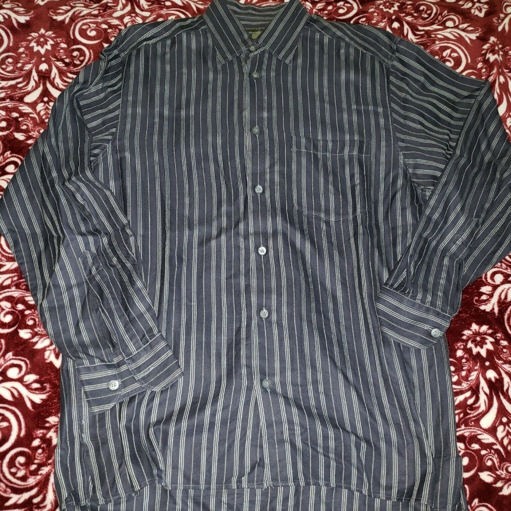 Ermenegildo Zegna Blue Stripe LS Button Down SZ M